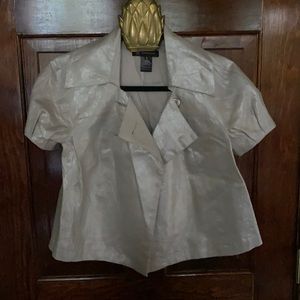 Silver Linen Crop Jacket , S
